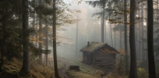 Thriller „Eisnacht“: Nervenkitzel in mystischer Bergkulisse Hütte im Wald